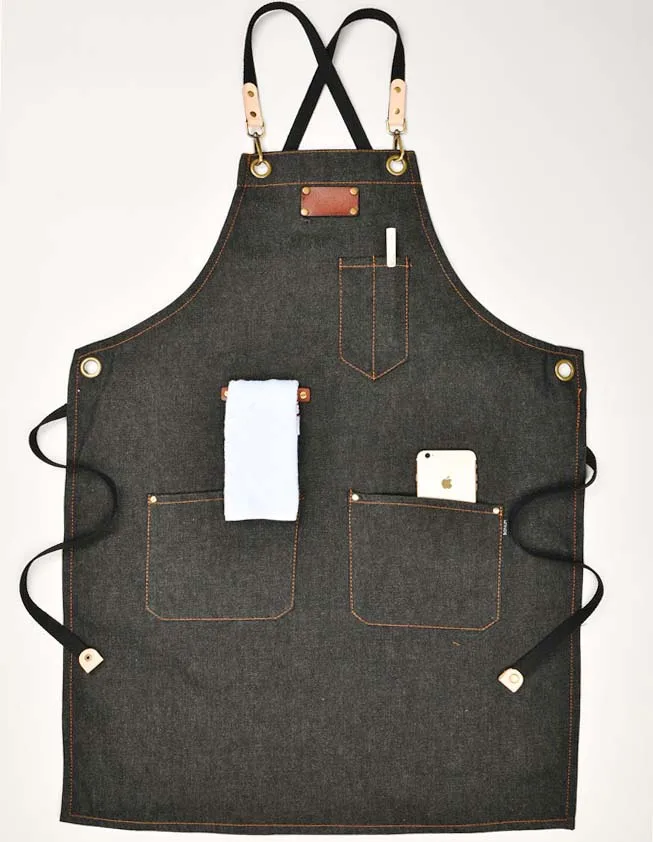 Flower gardening design work apron and Real leather  apron color cotton