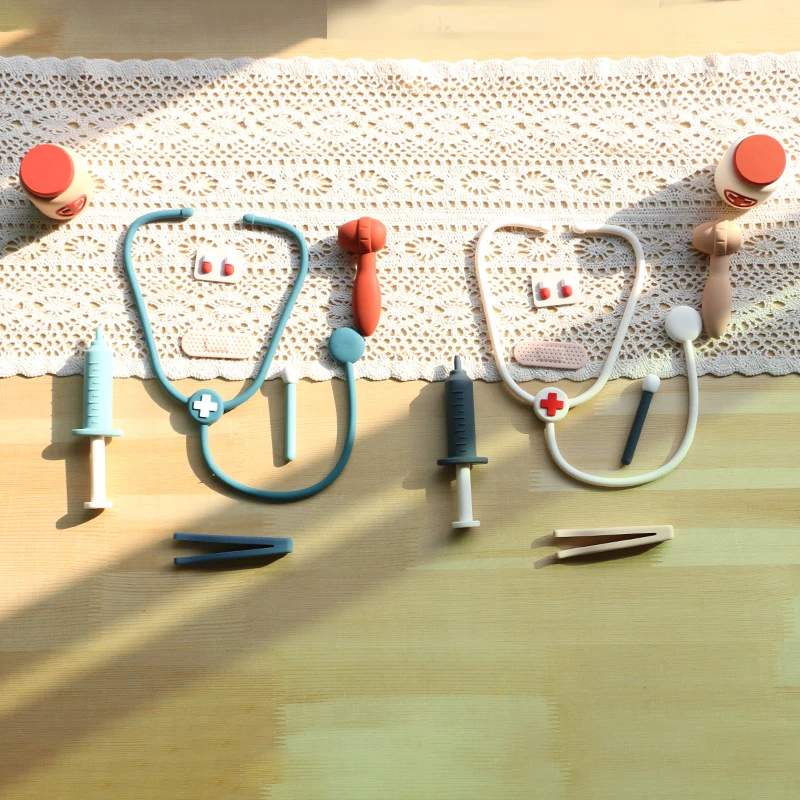 PAISEN Silicone Soft Children Pretend Doctor Toy Set Simulation Medicine Box Injection Play House Toy For Baby