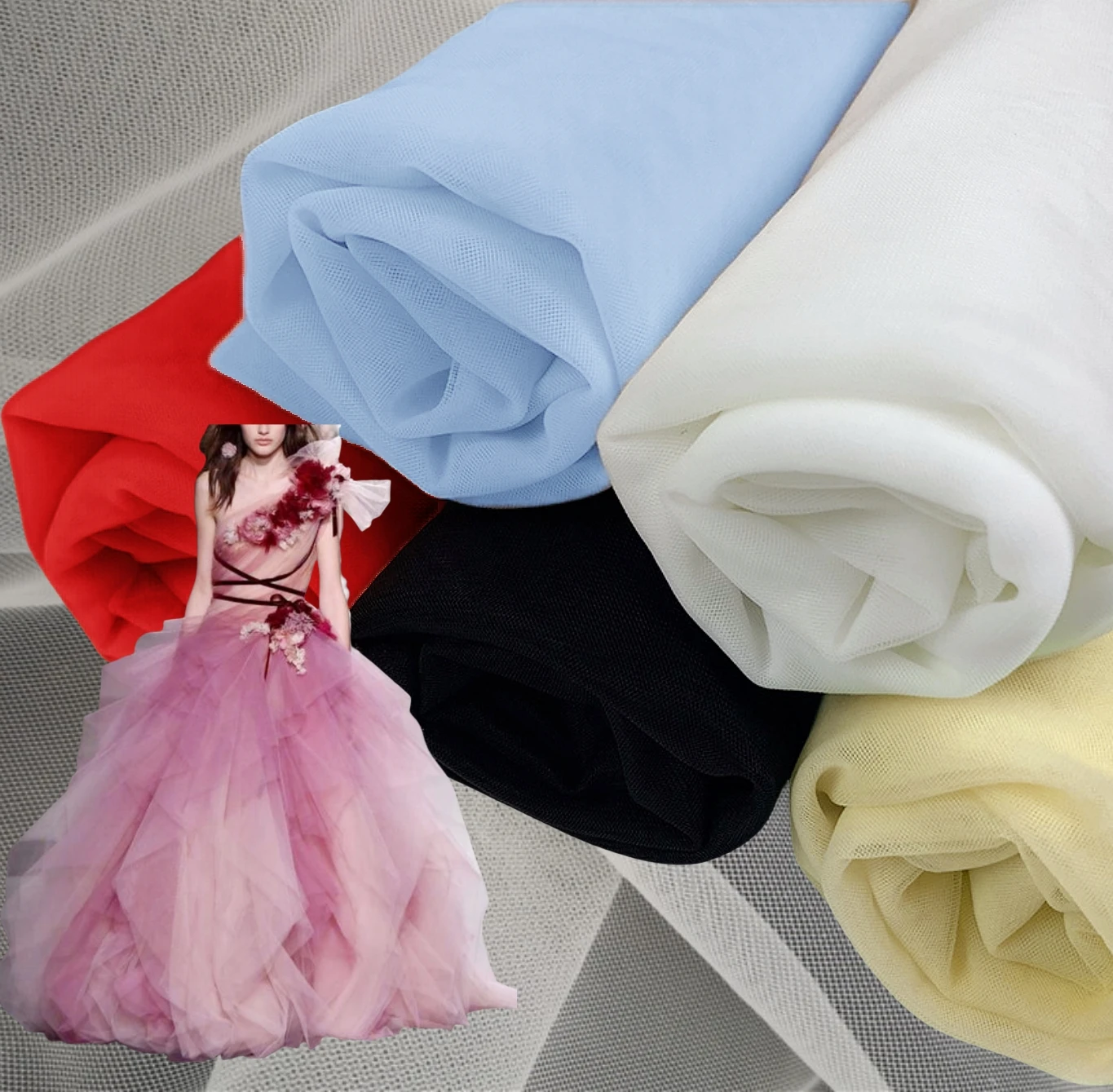 100% Nylon Mesh Fabric Soft Comfortable Stretch Tulle for Dresses Curtains Underwear Garments Cost-Effective with Free Sample