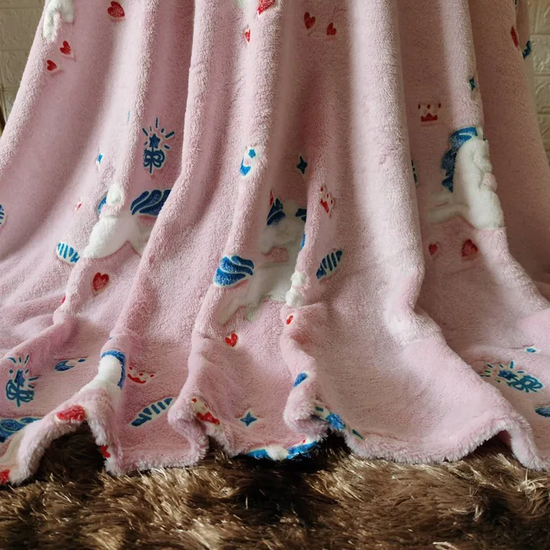 Magic Blanket Children Luminous Glow Fluorescent Soft Blankets for Bed Sofa Throw  Blanket Cartoon Design