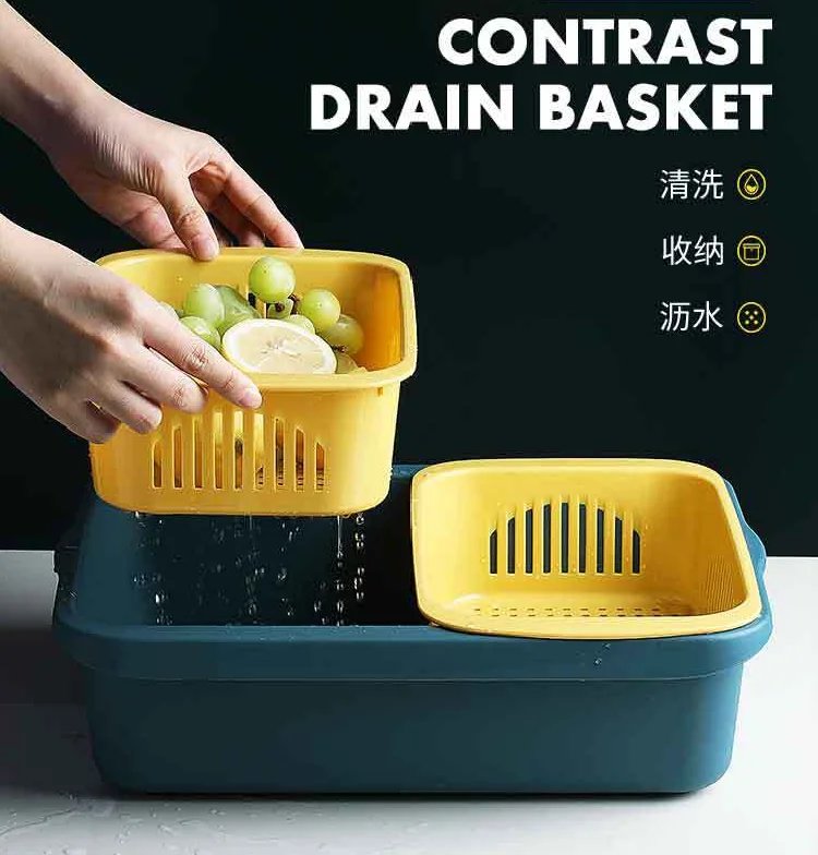 Fashionable Household Kitchen Tools  Multi-function Sink Strainer Fruit Vegetable Washing Bowl