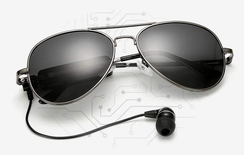 Pilot frame Photochromic sunglasses cheap UV400 polarized gunmetal Men sunglasses with bluetooth headphones
