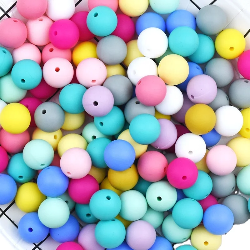 137 Color Stock 6mm 9mm 12mm  15mm 19mm 100pcs Factory Price Wholesales Jewelry BPA Free Baby Chew Soft  Silicone Teething Beads