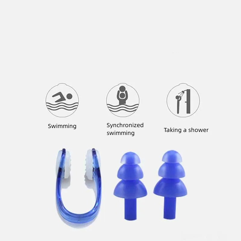 Customized Logo Waterproof Reusable Gel Swimming Silicone Earplugs Nose Clip Set