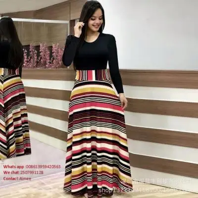 Custom Ecoparty Autumn Women Dress Female Fashion Long Sleeve Floral Print Long Maxi Dress Ladies Casual Ankle-Length Vestido