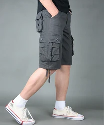 Мужские хлопковые парусиновые военные тактические короткие брюки, армейские поклонники, боевые, пеший туризм, охота, множество карманов, брюки-карго в стиле сафари