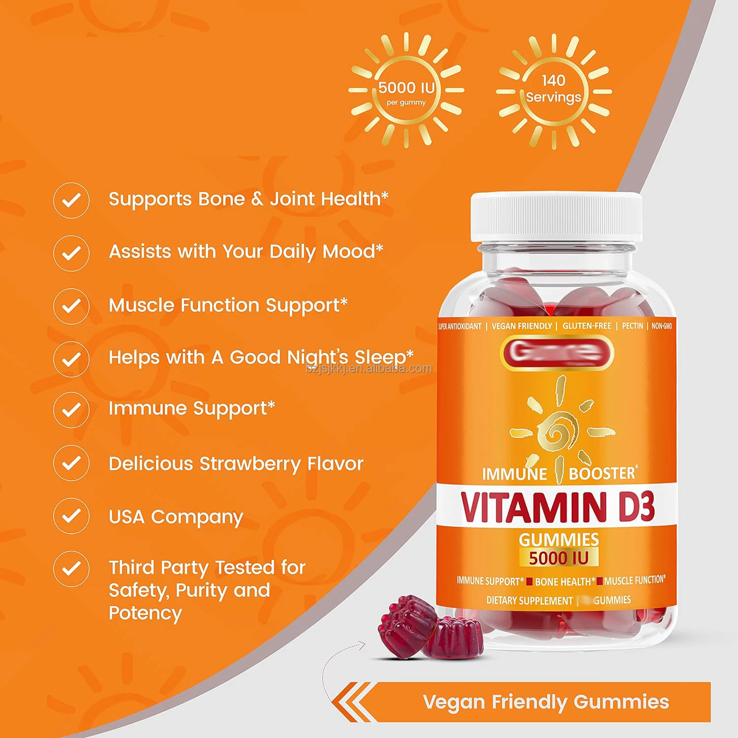 Vitamin D3 Gummy Candy Candies for Adult as well Good taste and Private Label