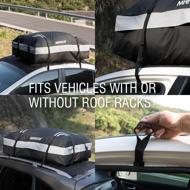 
100% Waterproof Car Roof Bag, Fits Vehicles with or without Roofracks 