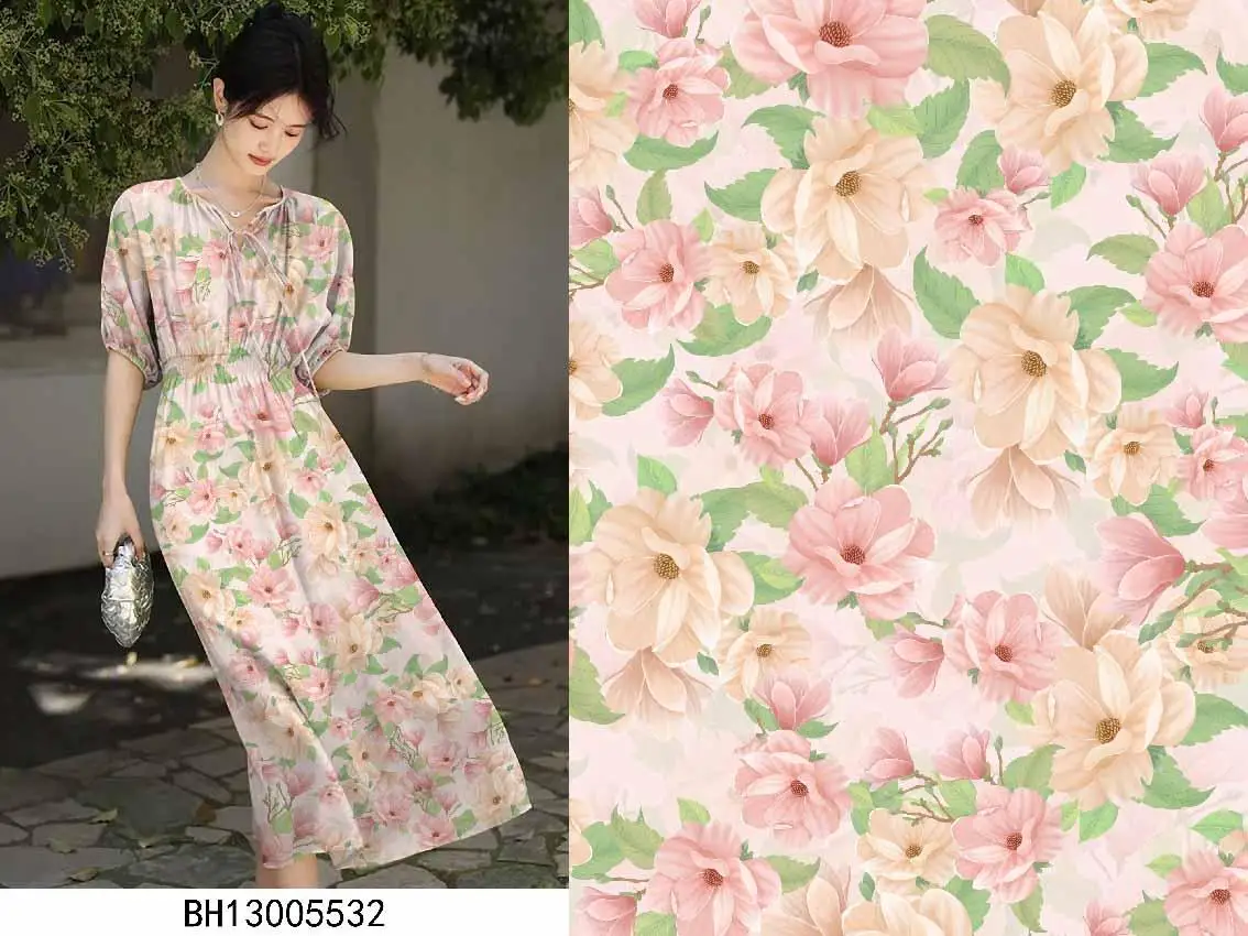 Breathable Woven Soft Rayon Poplin Print Floral Fabric Rayon Material For Women Clothing