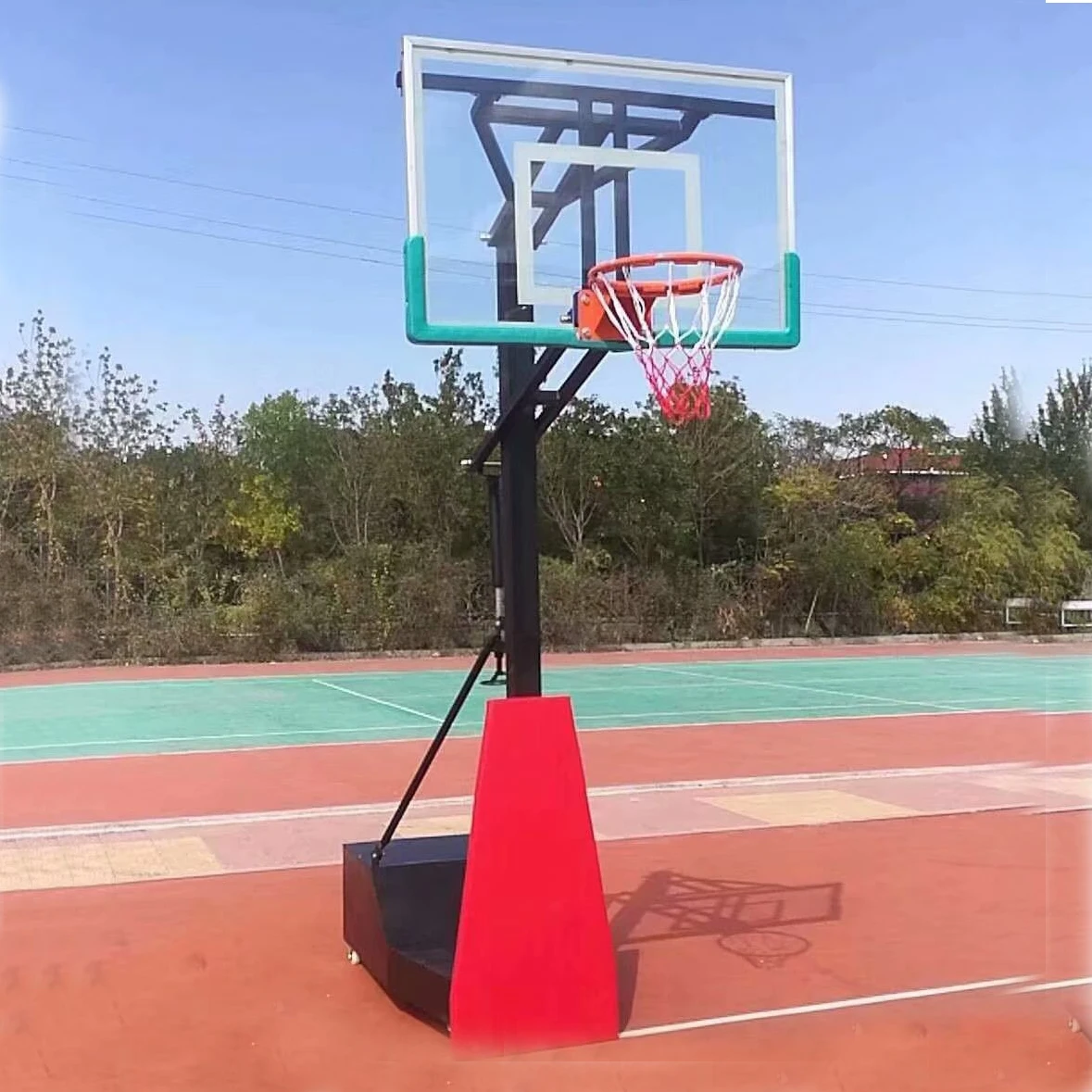 Adjustable Portable Basketball Hoops Ball Hoop Stand With Tempered Glass Backboard Basketball System In Ground