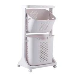 Factory Outlets 2 Layer Dirty Clothes Basket Hot Selling Laundry Trolley