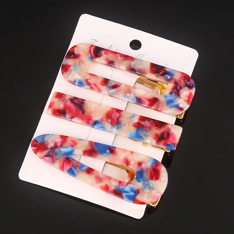 Hair Barrettes Hair Clips Set for Women Girls Hair Accessories Acetic Acid Resin Fashion Geometric Vintage Elegant Acrylic 3 Pcs