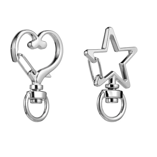 20pcs Rotating Lobster Clasp DIY Metal Keychain Parts Lobster Claw Clasps & Buckles Replacement Heart Keychain Jewelry Closures