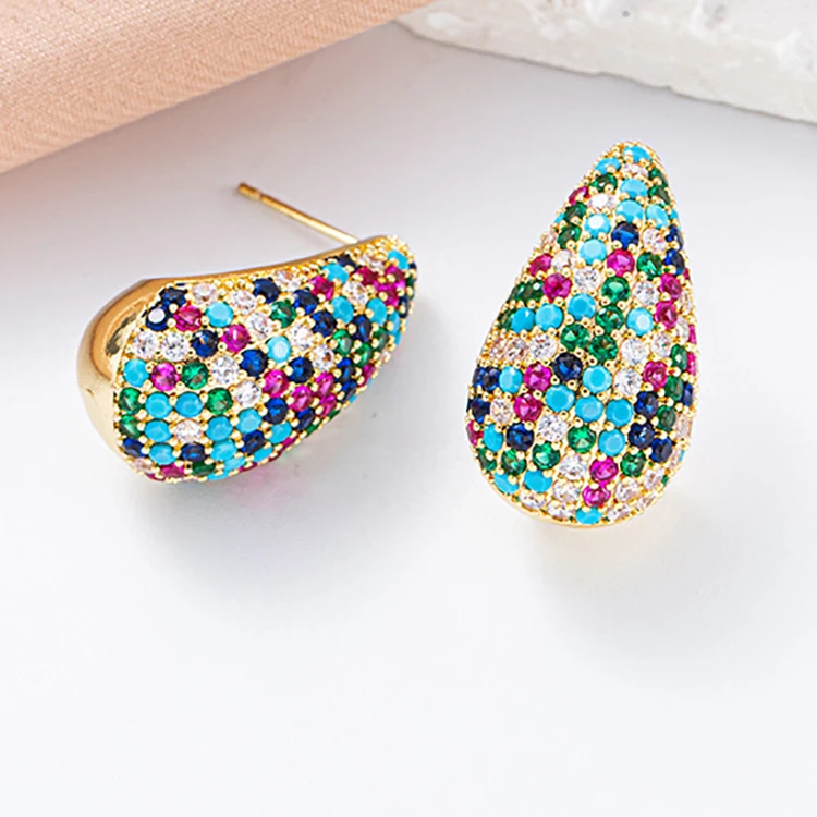 Simple Teardrop Earrings Water Drop Earring Fashion Jewelry Brass Plated Trendy Colorful Earrings