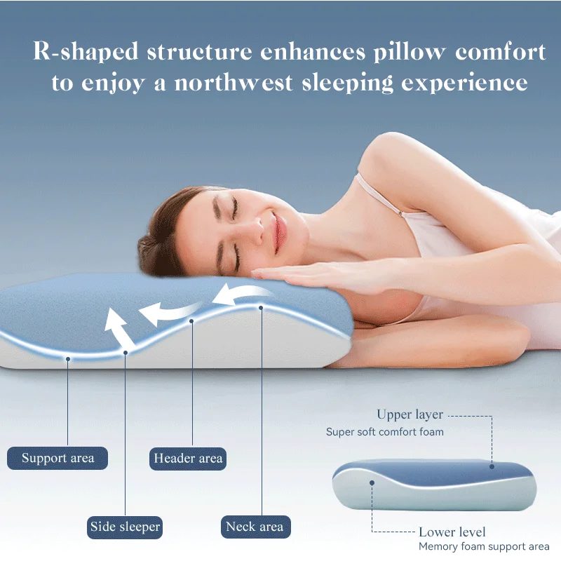 2024 New Cooling Memory Foam Cervical Orthopedic Pillow Custom Wholesale Bed Pillows