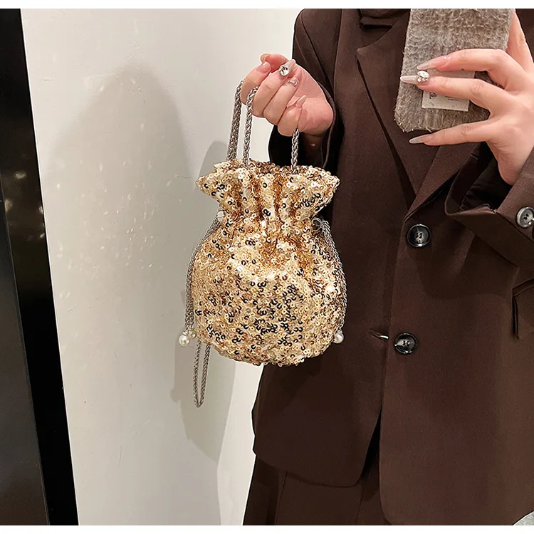 Women Bling Mini Luxury Fashion Handbags Crossbody Shoulder Handbag Ladies Evening Bucket Bag Cute Small Women Purse