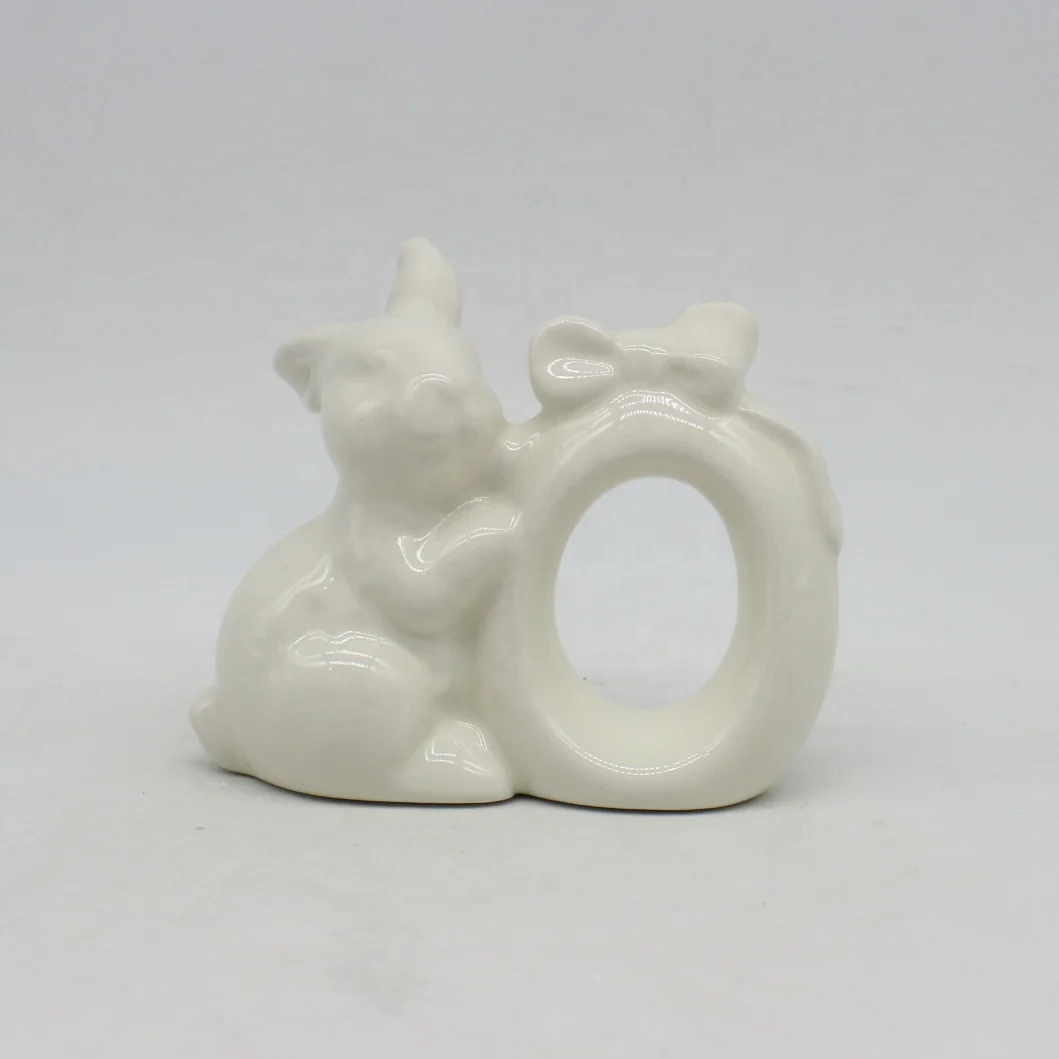 Custom Napkin Holder Creative Rabbit Napkin Ring Ceramic Bunny Rings Napkin For Wedding Spring Easter