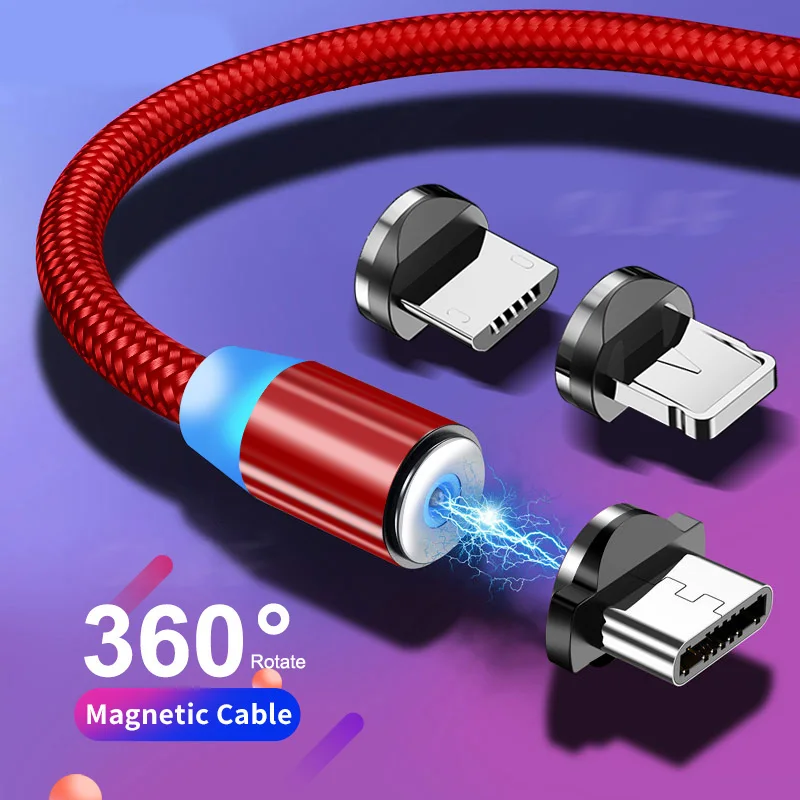 
Best Sellers 3 in 1 LED 360 Magnetic Charging Cable Phone portable magnetic absorption 2.4A usb cable 