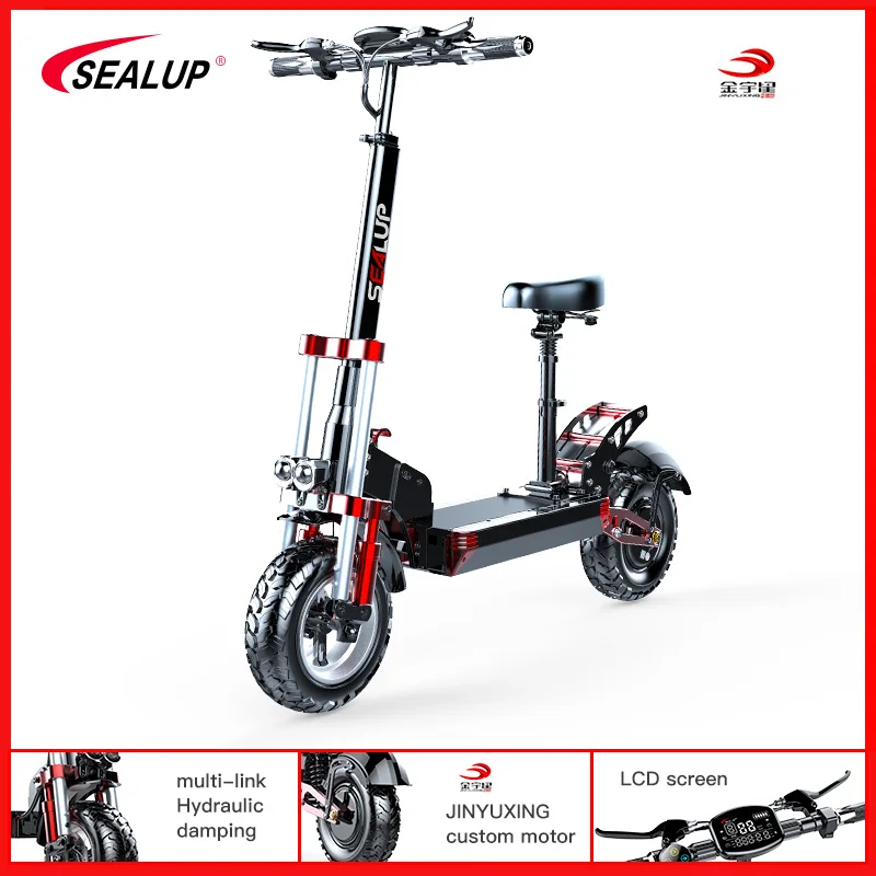 SEALUP Q22 ADULT ELECTRIC SCOOTER FRONT AND REAR SHOCK ABSORPTION 60 MILES LONG DISTANCE ELECTRIC SCOOTER FOLDING AND WATERPROOF