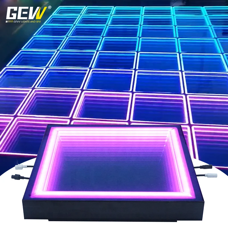 Pressure Sensitive Interactive LED Backdrop Light 3D Mirror Neon Dance Floor For DJ Disco Party