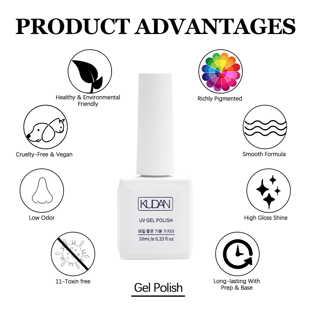 Kudan Wholesale Custom Logo Odorless Resin Very Good Non Toxic Nail Gel Polish For Nail Salon