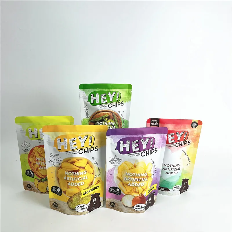 2022 hot sale food grade dry fruit bags smell proof stand up ziplock pouch for dried banana mango bag