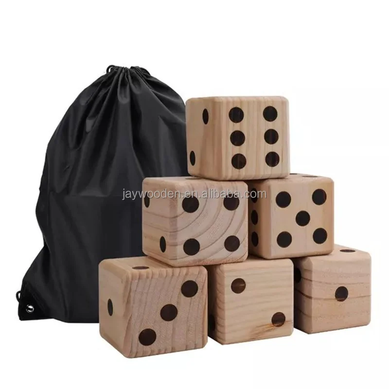 Garden Outdoor Play game large size 9cm 7 cm customized logo dice Popular yard game custom dice set Party wooden toy dice