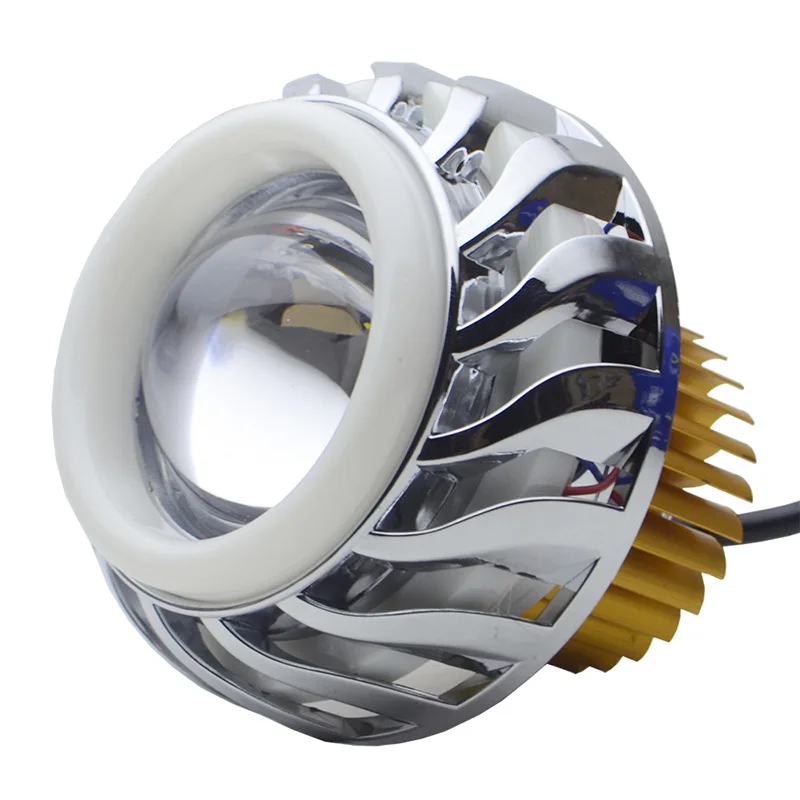 Dual Halo Angel Devil Eye Motorcycle Headlight 12V-85V Moto Projector Lamp Hi/Lo Beam LED Fog Spot Light Motorbike Accessories
