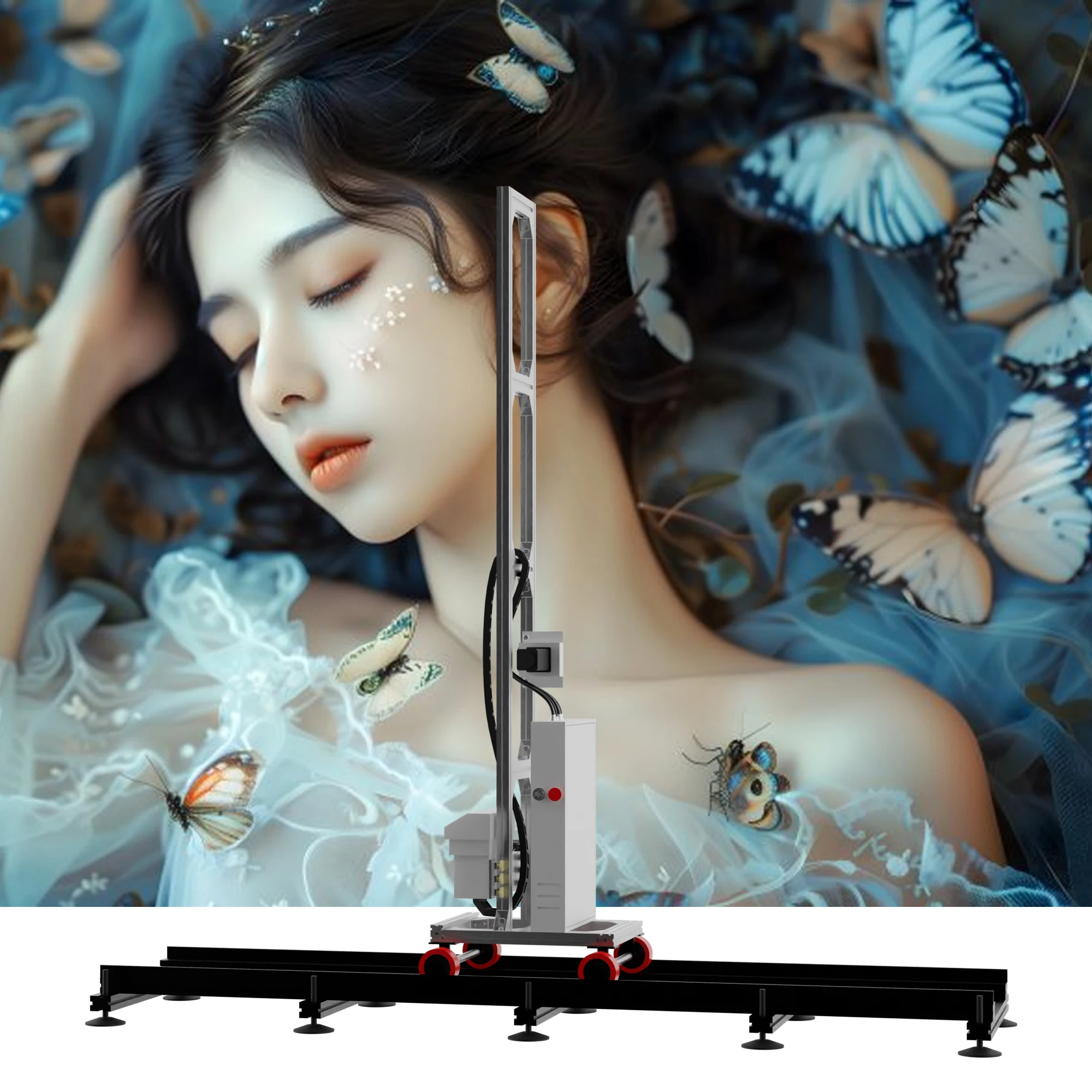 Automatic UV 3D 5D Inkjet Wall Printer for Glass Ceramic Wood Metal with 2m  Printing Capacity Vertical Wall Painting Decor