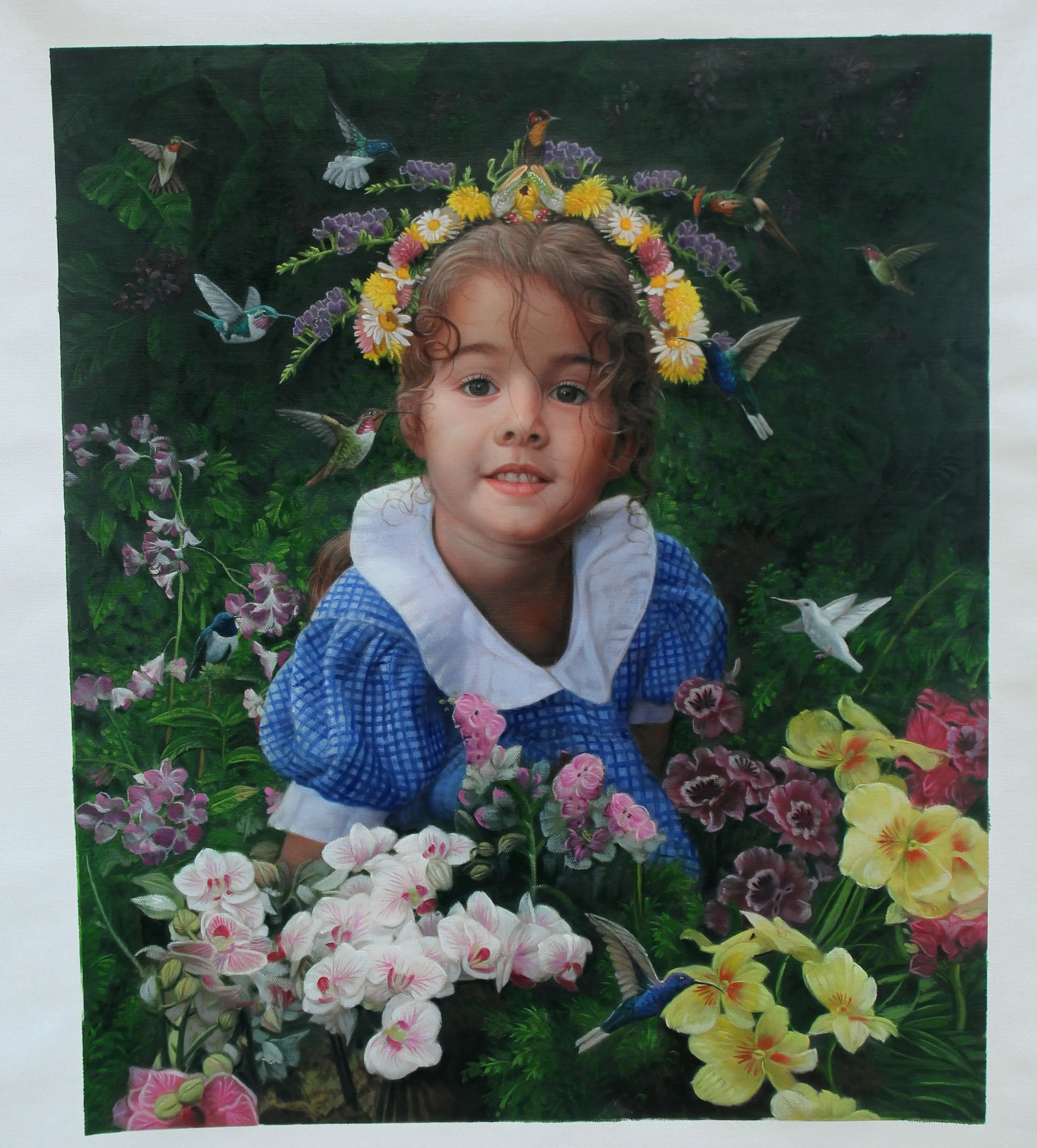 Custom Handmade Canvas Realist Home Wall Art Decor Children Portrait Oil Paintings from Photo