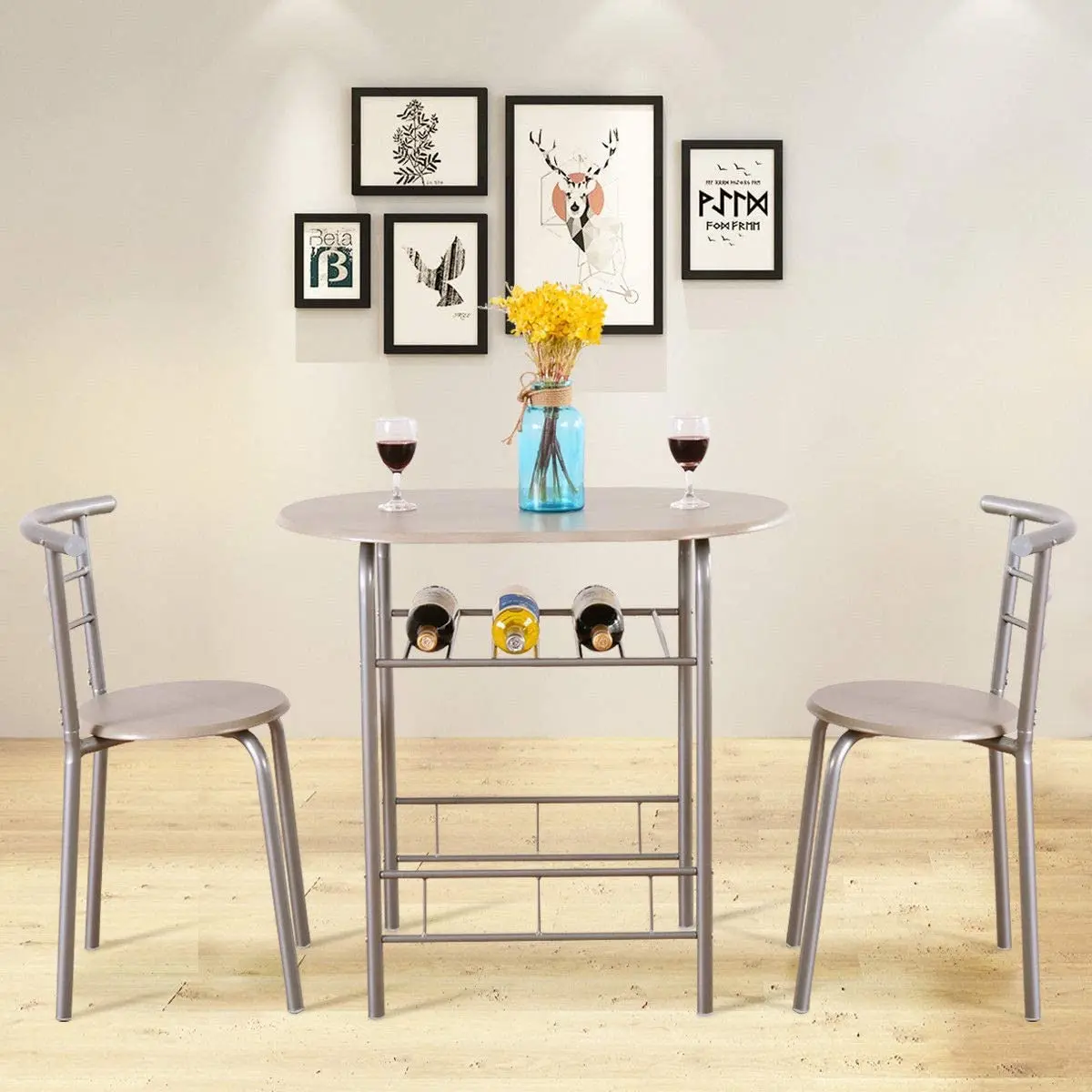 Набор кухонных деревянных обеденных столов для бистро с металлической рамой и круглыми стульями, оптовая продажа