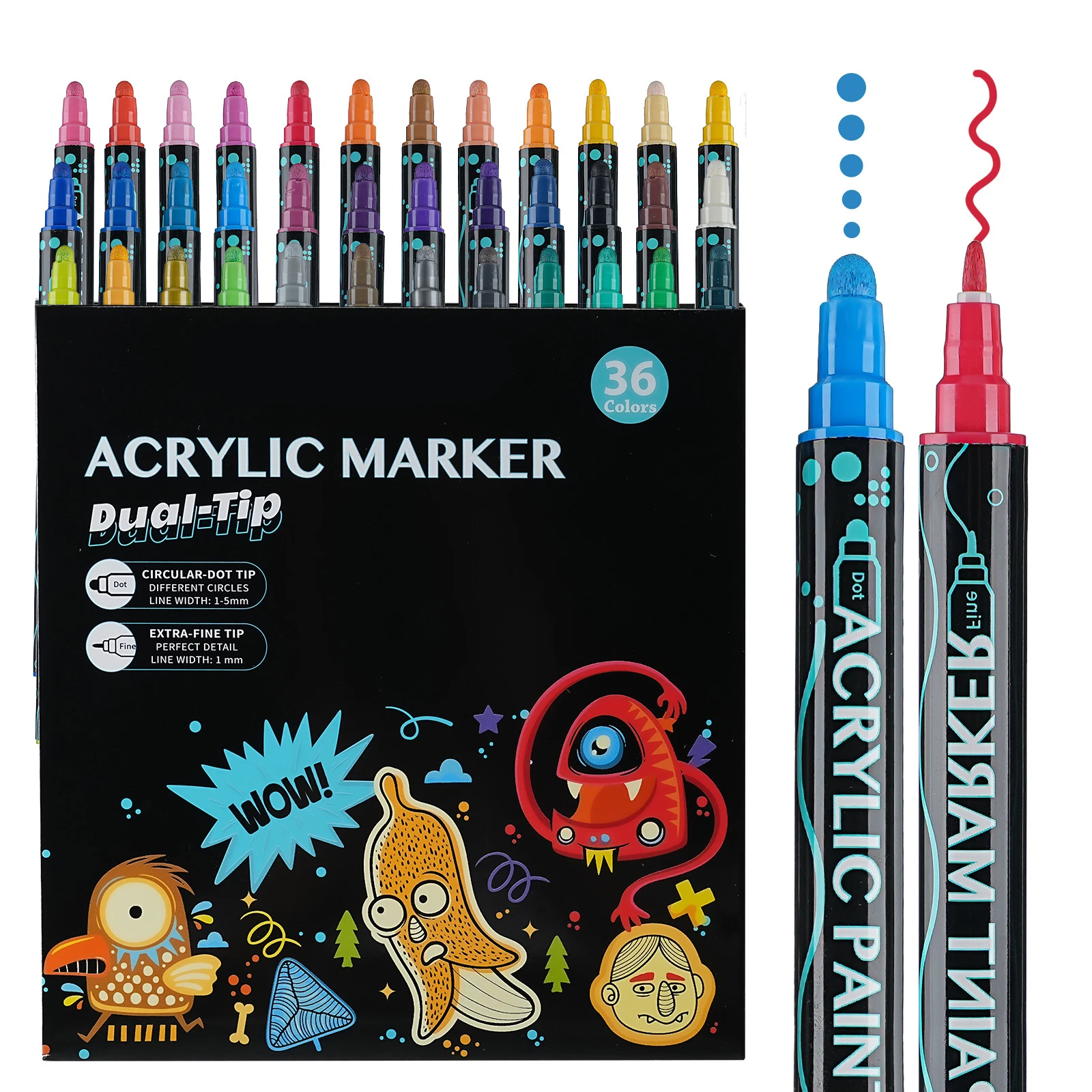 Versatile Dual-Tip Acrylic Paint Marker Pens, Perfect for DIY Crafts, Glass, Rock, and Wood Projects