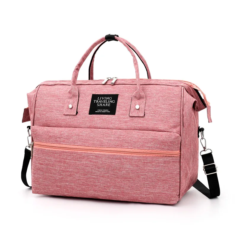 
Good quality large capacity mom travel shoulder diaper bag tote with luggage strap 