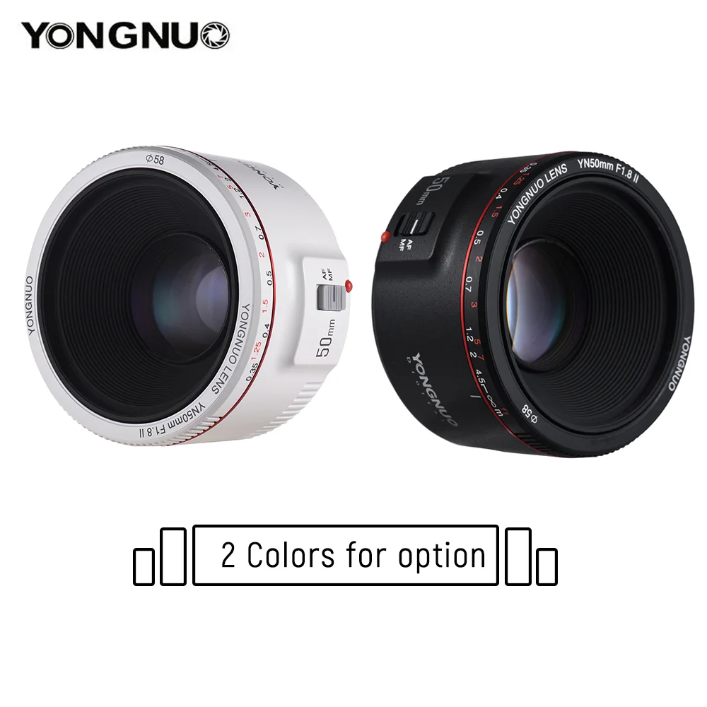 Yongnuo YN50MM F1.8 II AF/MF 0.35M Focus Distance Standard Prime Lens Black for Canon EF Mount EOS Cameras 5D IV 1DX I 200D II 8