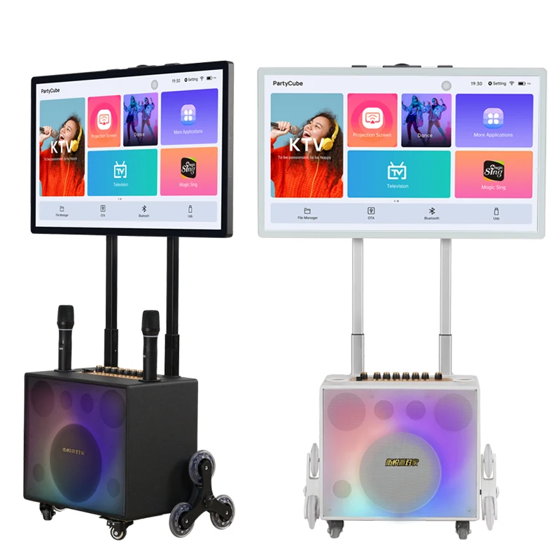 Anti-Screen  Android Karaoke Vending Mchaine Ktv Karaoke Machine 32  Inch Black Gold Movie Microphone