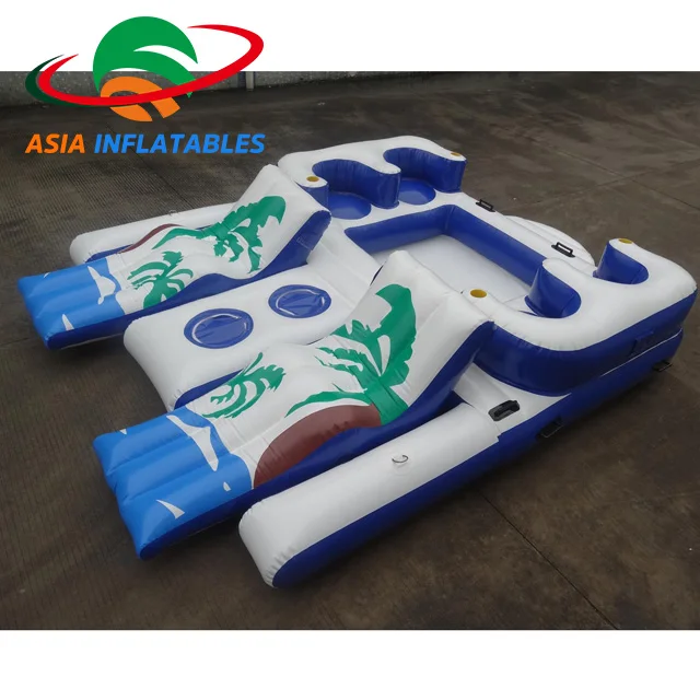 Floating Water Lounge Raft inflatable swimming looating island inflatable water floating bar with tent
