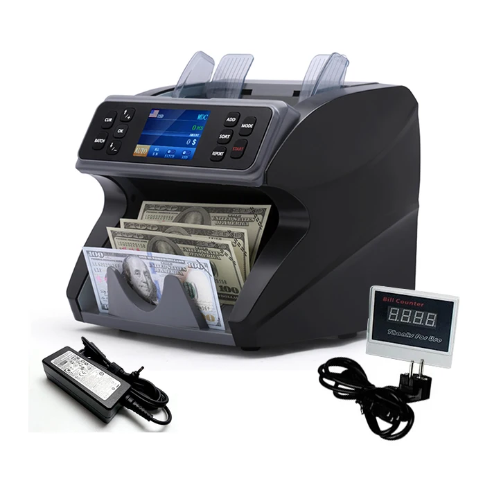CIS money counting machine  two CIS Money value counter Banknote sorting machine with two pockets