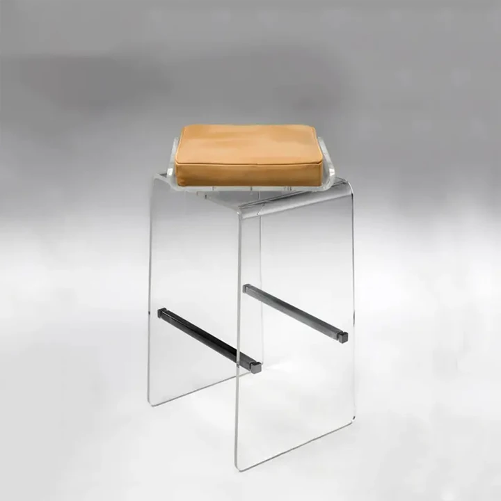 High Table Plexiglass Acrylic leather cushion Chair Modern Velvet Fabric bar chair living room furniture