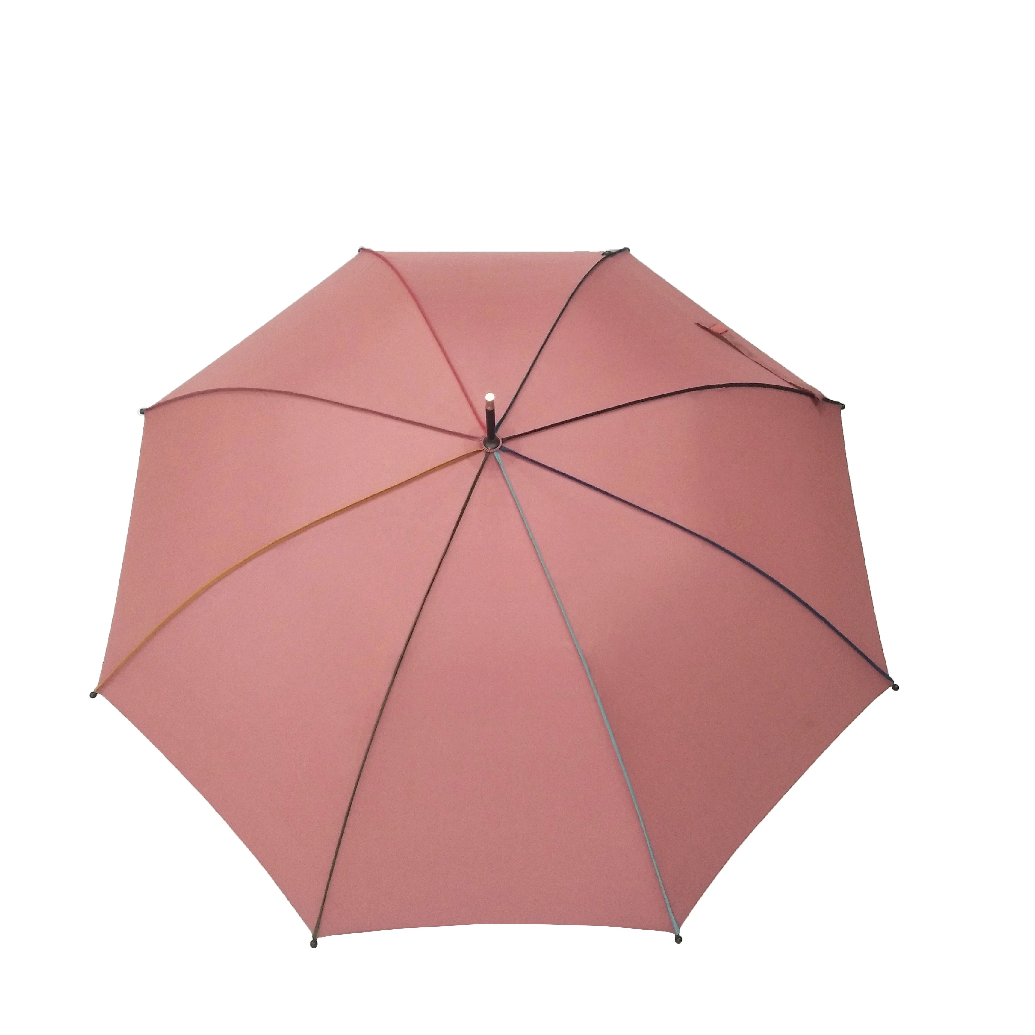 
Colorful Piping Semi-Automatic J Shape Handle Straight Umbrella With Customized 