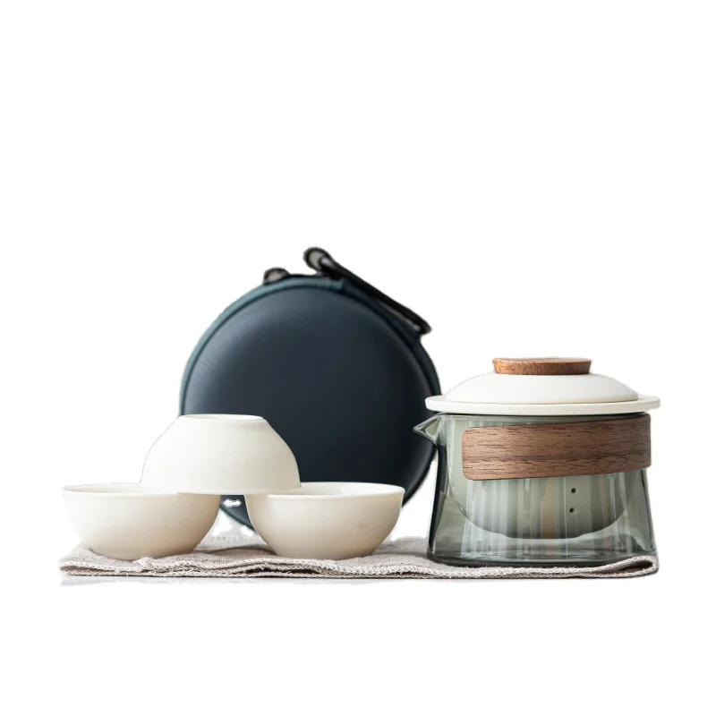 210Ml 7Oz White Ceramic Coffee Mug And Tea Infuser Travel Tea Set With Lid And Steeper With Lid Wooden Knob