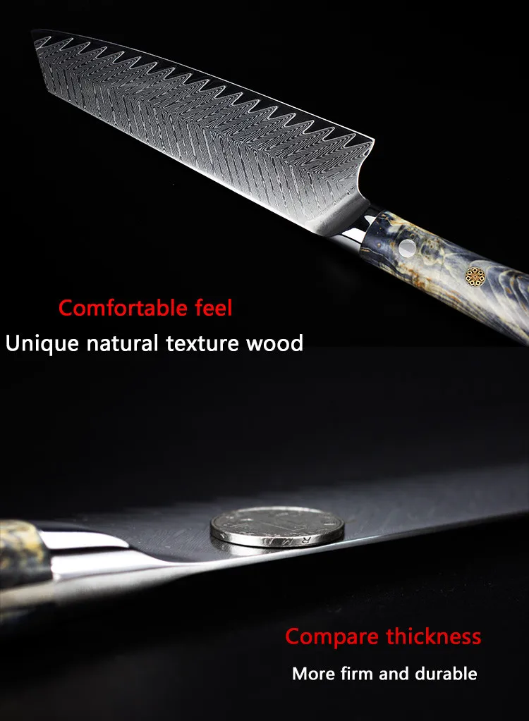 Damascus steel Japanese chef Knife for kitchen With Staypak Wood Handle and gift box