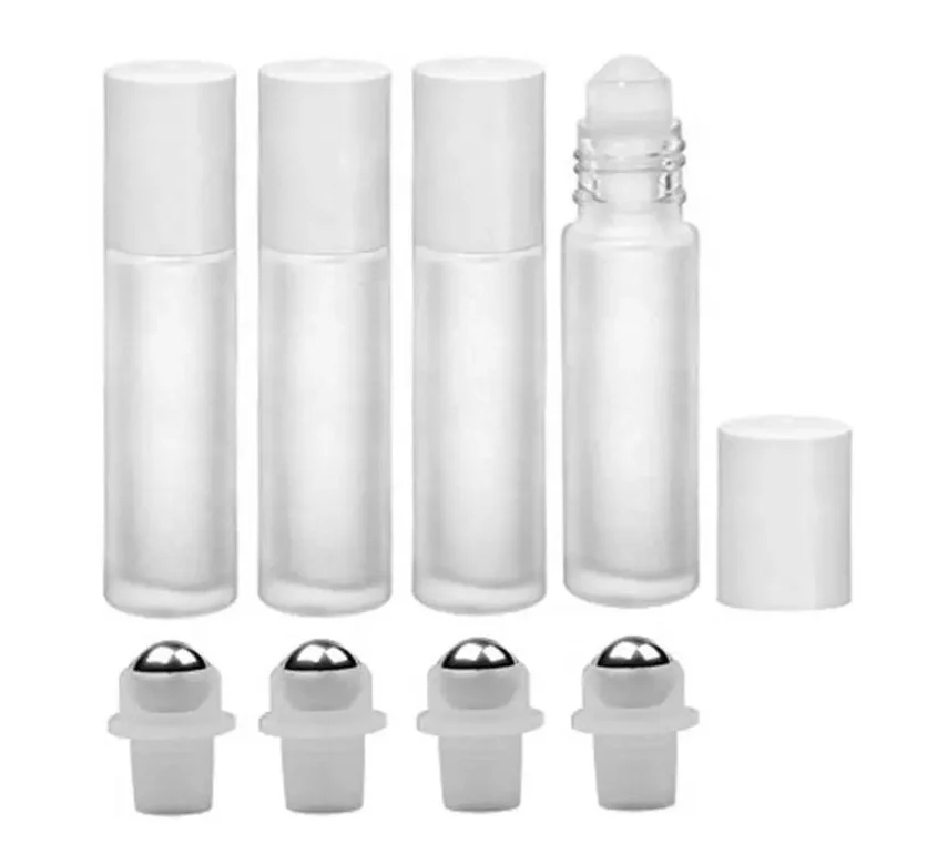 wholesale perfume vibrating wax empty bottles wheat straw white 10 ml roll on bottle uv plating roller