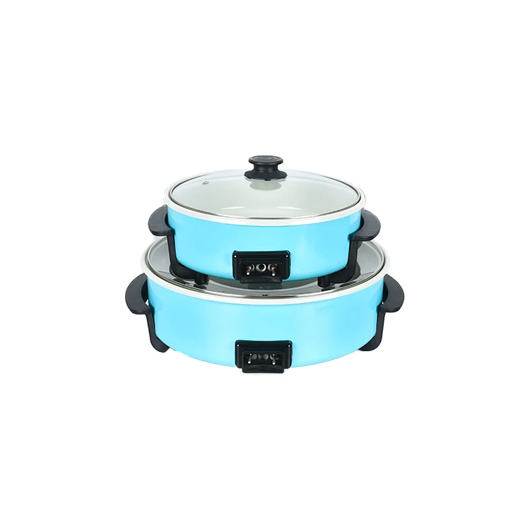 9cm in depth temperature control pizza baking pan with holes Round plate deep dish electric pizza pan