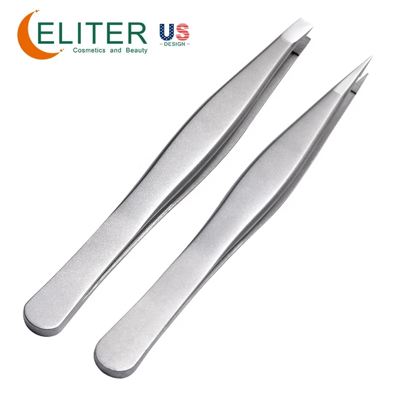 ELITER Wholesale Stainless Steel Tweezers Stainless Steel Eyebrow Tweezers Ingrown Hair Tweezers  Hand-filed Tips Hair Removal