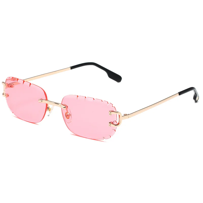 Wholesale Fashion Retro Men Metal Sunglasses UV400 Gradient Shades Rimless Polygon Sun Glasses For Women
