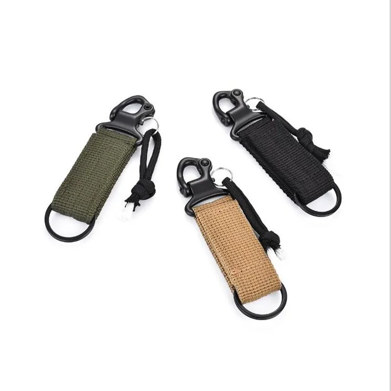 Outdoor military fans tactical equipment nylon webbing keychain hanging buckle olecranon hook belt