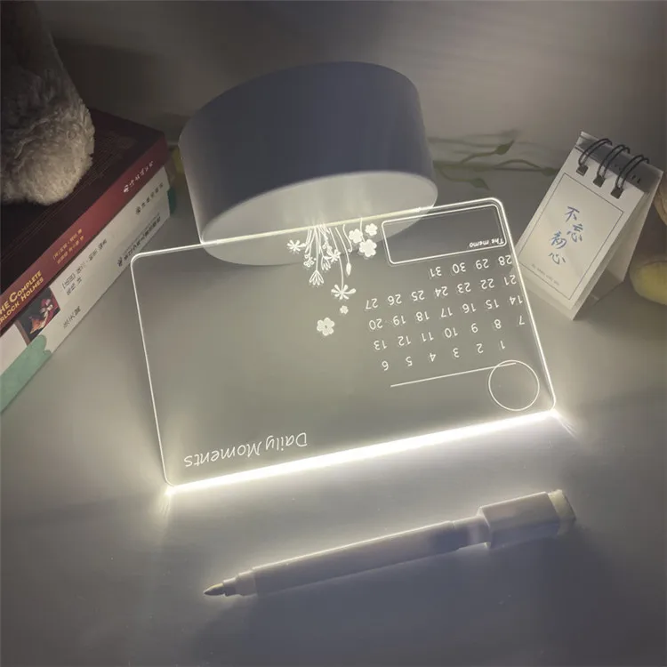 DIY Acrylic Memo Tips Desktop Office Home Home Desktop Message Board Erasable Clipboard Small Bedside Night Lamp