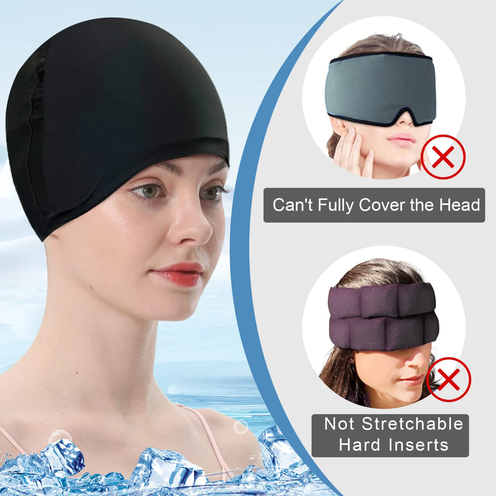 Bellewins Health Care Cooling Cap Chemotherapy Head Ice Pack Wrap Migraine Relief Cap For Headaches
