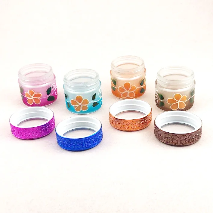 colour decorative airtight food storage glass jar canister and mirror plastic lid 80ml or 100ml