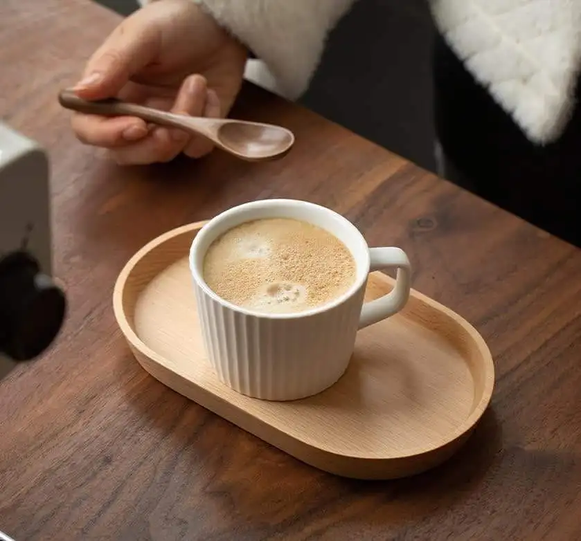 Wooden Serving Tray for Parties, Tea&Coffee Table Tray, Small Oval Wood Plate for Fruit&Snacksnon slip wooden food tray
